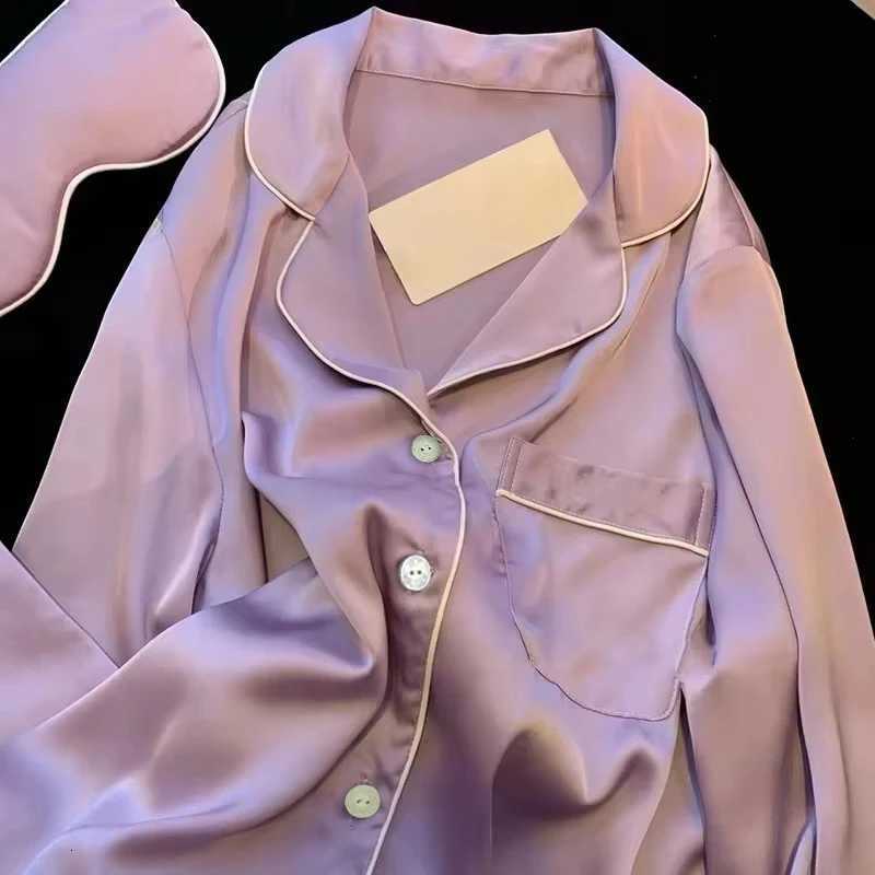 High Quality Ice Silk Light Luxury Pajamas Womens Pajama Spring and Autumn Style Long Sleeve Home Set Nightwear Sleepwear Z250925