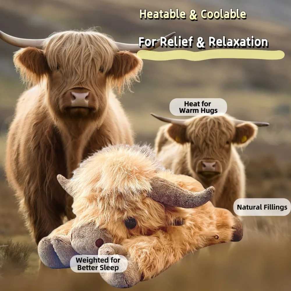 35cm Simulation Lying Highland Cow Plush Animal Doll Soft Stuffed Lying Highland Cow Plush Toy Kawaii Kids Xmas Gifts Home Decor J250926