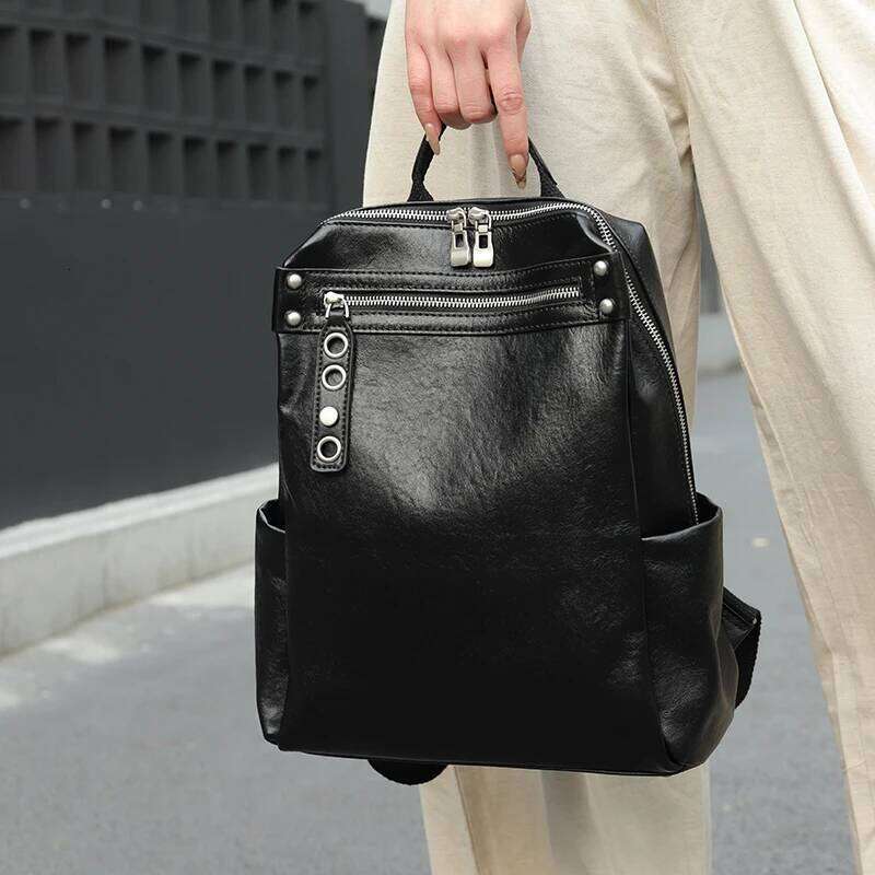 Women Natural Cow Leather Lady Cowhide Design Large Capacity Bags Female Retro Versatile Backpacks Ladies Fashion Bag Suotong2509