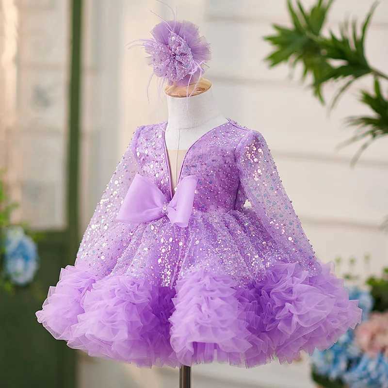 New Girl Purple Princess Dress Gorgeous and Elegant Birthday Party Prom Evening Dress Host Model Walk Show Performance Dress Z250926