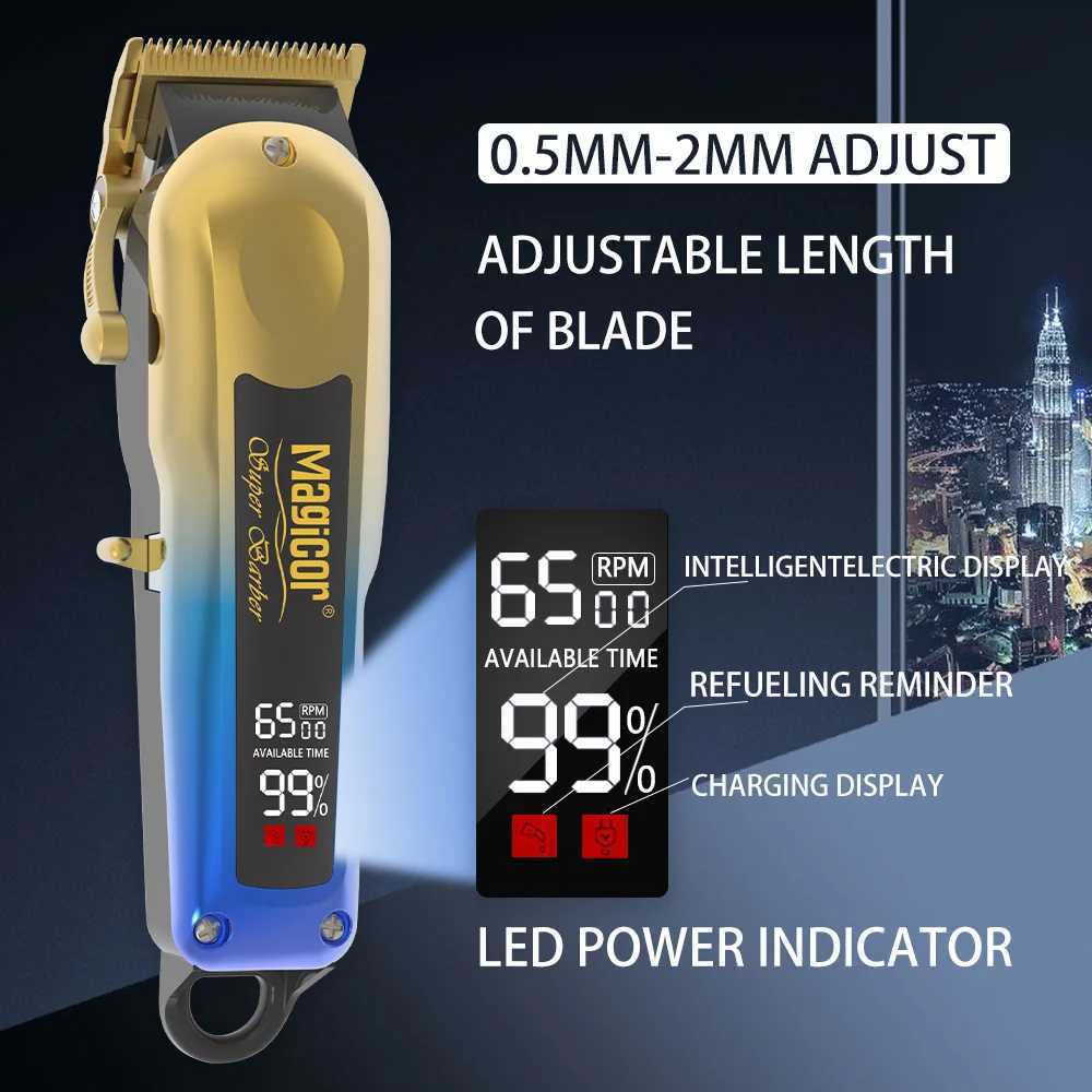 MAGICOR Professional Hair Clipper LED Display Golden Blue Gradient USB Rechargeable Cordless for Men Hair Cutting Machine R250926