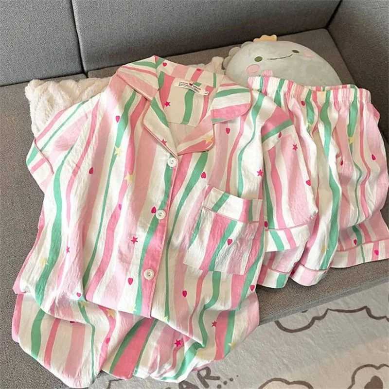 Clouds Cute Pajamas Set for Women Summer Womens Pajamas Set Short Sleeve Shorts Sweet Home Clothes Set Nightwear Z250925