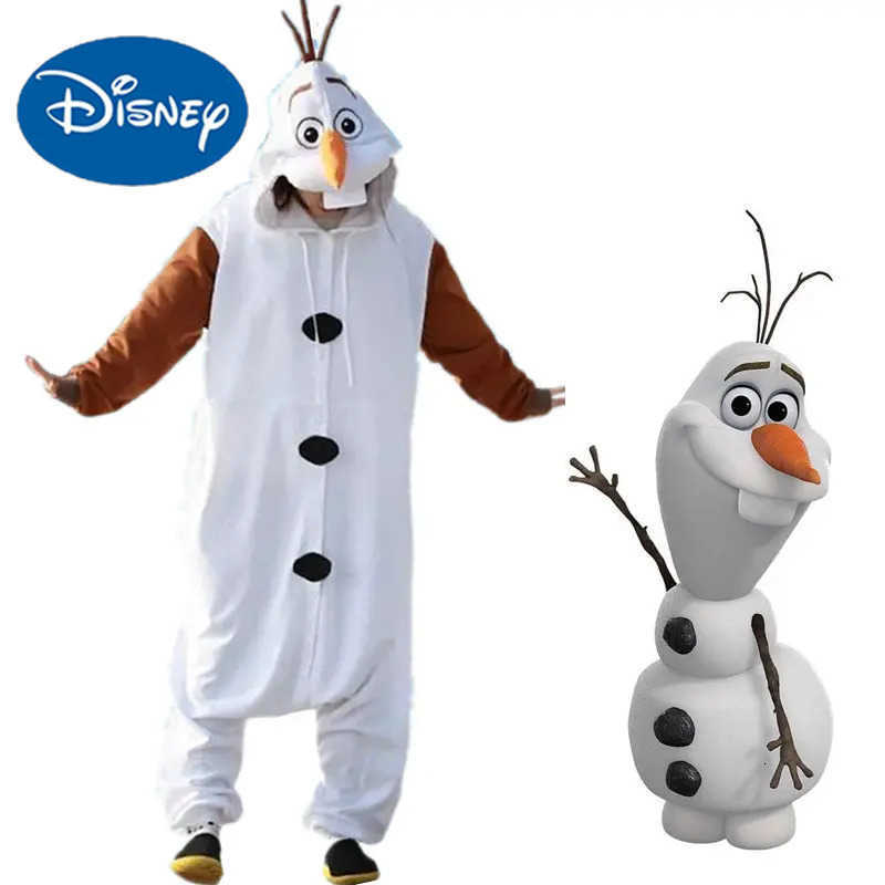 Disney New Cosplay Costume Frozen Olaf Snowman Pajamas Adult Children Jumpsuit Party Dress Fleece Cartoon Sleepwear Gifts Toys H250926