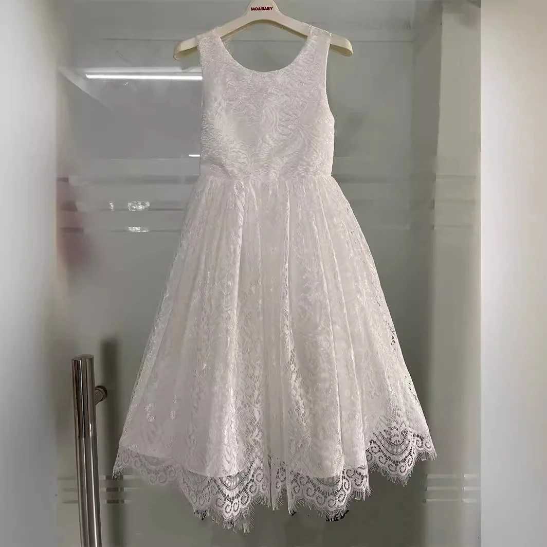 Girls White Gauze Princess Dress Performance Dress Flower Girl Wedding Little Girl Host Piano 15 Y wedding dress Z250926