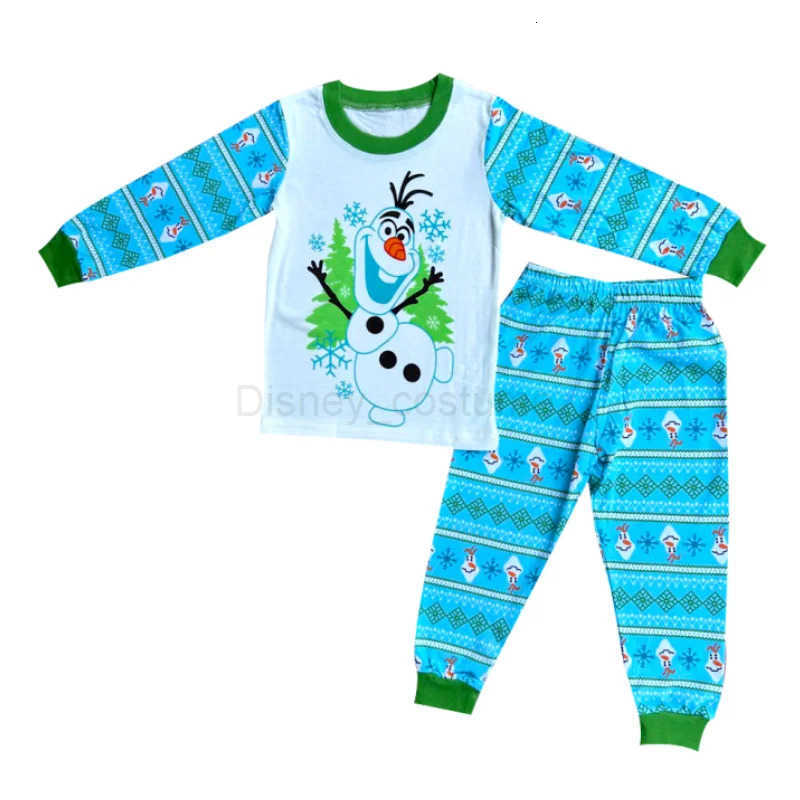 Disney Childrens Pajama Set Boys and Girls Full Print Cotton Mermaid Cartoon Pajama 2ps Comfortable Long Sleeve Home suit H250926