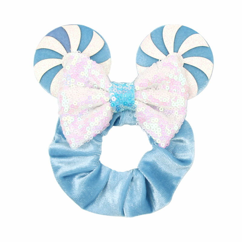 Disney hair ring for Halloween girls hair accessory Mickey Christmas thickened velvet sausage elastic gold velvet hair for Halloween or Christmas Acce