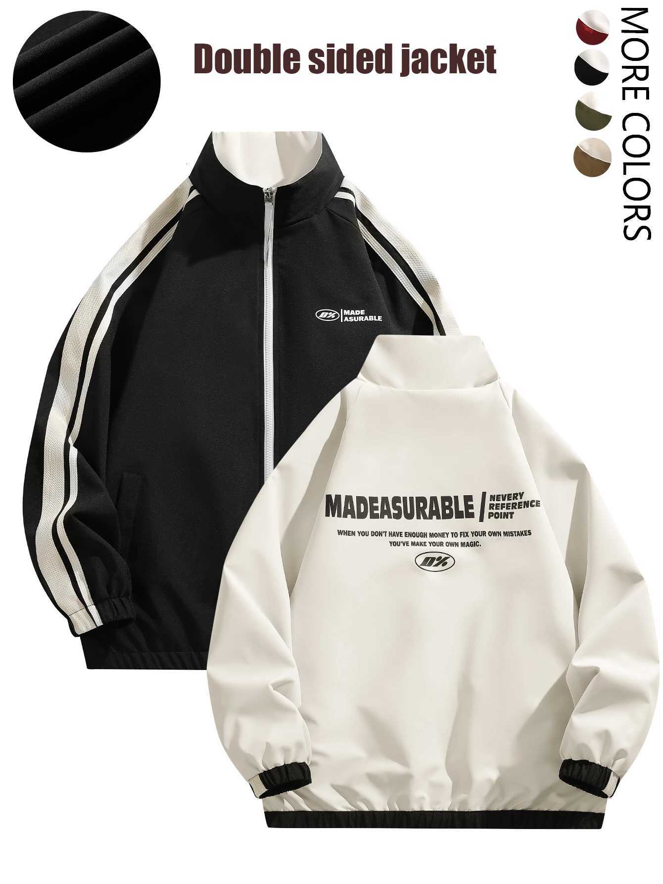 Mens reversible jacket with a loose fit durable windproof and rainproof suitable for daily wear travel and other scenes W250926