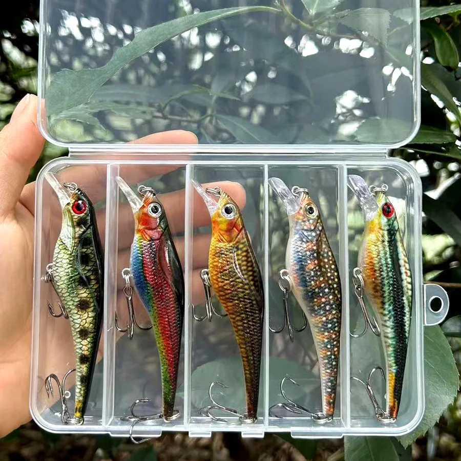 5PCS Hard Bait Artificial Swimbait Bass Pike Jerkbait Minnow Crankbait Wobbr For Fishing Lure Tack Accories Topwater Sea W250926