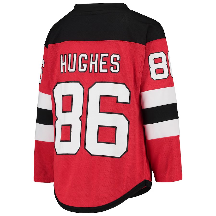 Youth Hockey Jerseys Hughes 86 Hischier 13 Home Red Color S/M L/XL Stitched Kids Jersey