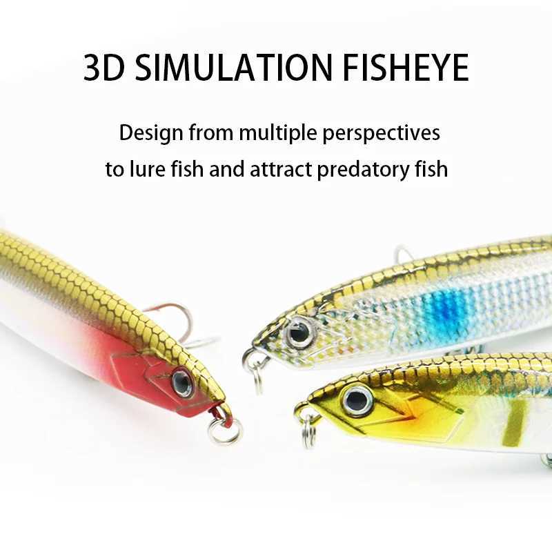 Minnow Fishing Lure Laser Hard Artificial Bait 10cm 18g 3D Eyes Sharp Hooks Sea Fishing Bait Colorful Crankbait Wobbrs W250926