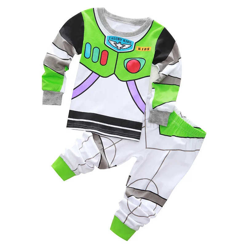 Disney New Kids Pajama Set Cotton Soft Buzz Lightyear Print Loungewear Long Sleeve Pjs Sleepwear for Toddler Boys Girls Nighty H250926