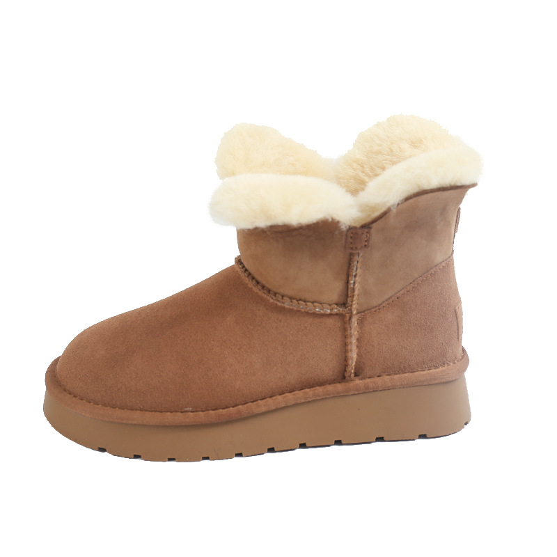 CE designer shoes Free shipping oxhide affordable luxury Winter anti slip snow boots with thick plush cotton shoes Stable load-bearing white
