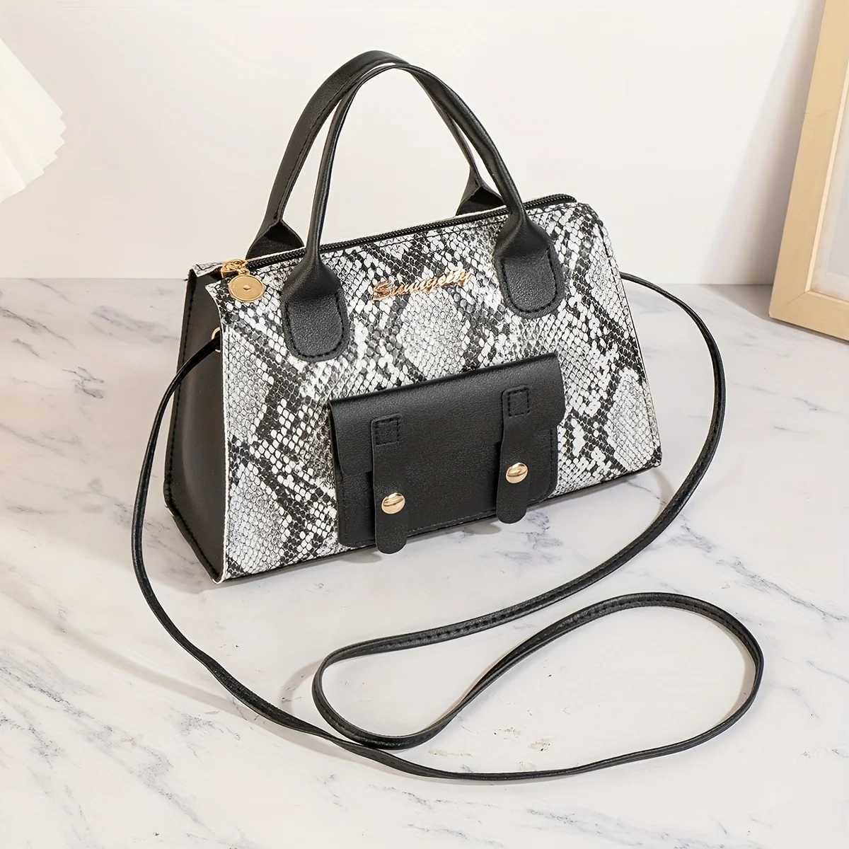 2025 new pillow bag handbag multifunctional snake lady shoulder bag fashion cow pattern diagonal bag large storage bag Z250926