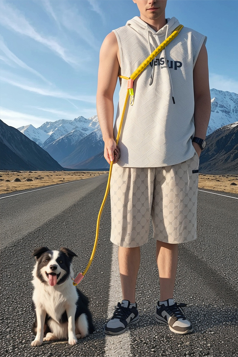 Paw-Friendly Leash: Non-Chafing Handle, Crossbody Design, Foam Grip, Color-Blocked 3-in-1 Dog Leash & Pet Accessories