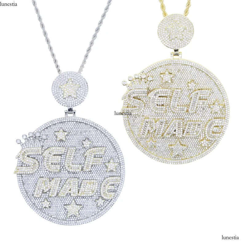 necklace moissanite chain Self Made Letter Iced Out Pendant for MenCubic Zirconia Cz Charm Gold Plated Hip Hop Fashion Jewelry