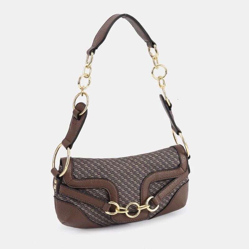 Retro British Ancient floral lock metal shoulder of baguettes underarm bag