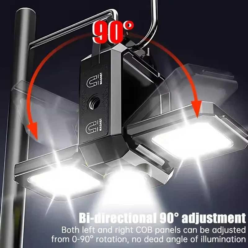 COB Work Light USB Rechargeable Lamp Flashlight Mini Keychain Light with 90 Foldable Side Lights Super Bright Portable Lanterns C250925