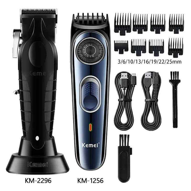 Kemei Hair Clipper Km1256 Barber Blading Hair Cutting Machine Clipper Grooming Cordless Rechargeable Shaver R250926