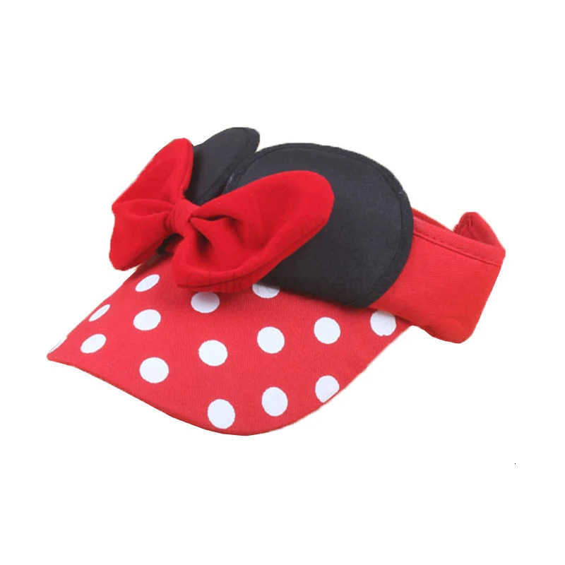 Disney Hat Minnie Mouse Cartoon Hat Minnie Bow Sunscreen Empty Top Hats for Girls Summer Outdoor Sun Protection Visor Cap Gifts H250926