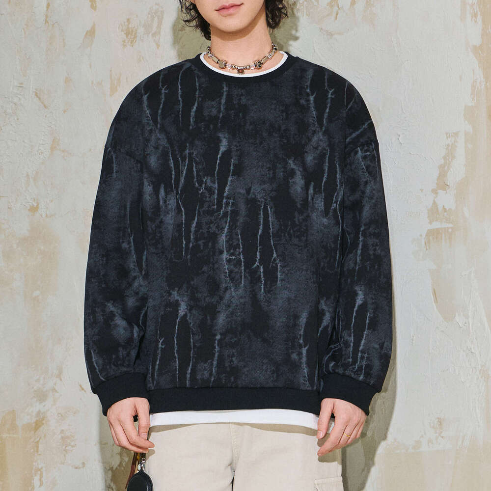 Neck Sweatshirt for Men, Autumn and Winter Style, Fake Two-Piece Patchwork Pullover, Loose Long Sleeve Men's Base Shirt