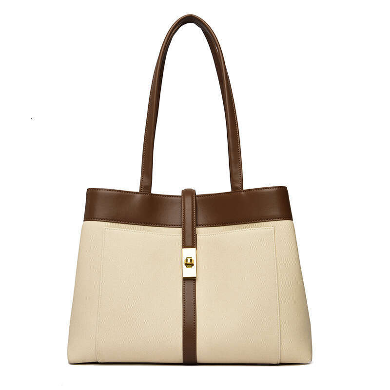 Women's 2025 New High-End Tote Large Capacity Versatile Handbag Color-Block Office Commuter Shoulder Bag