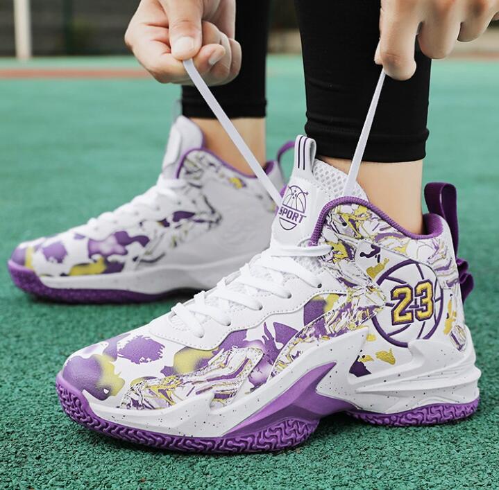 23 letter fashion men's sneaker practical basketball shoes junior high school boys' high top sports shoes casual running shoes Z 9.8-9