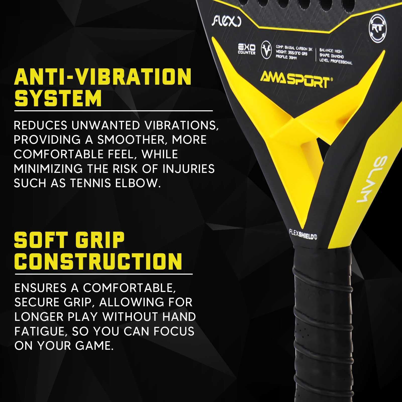 AMASPORT 3K12K18K Padel Tennis Racquets Lightweight Pop FC Paddle Racket With Soft Grip Color Suitable For Beginner J250926