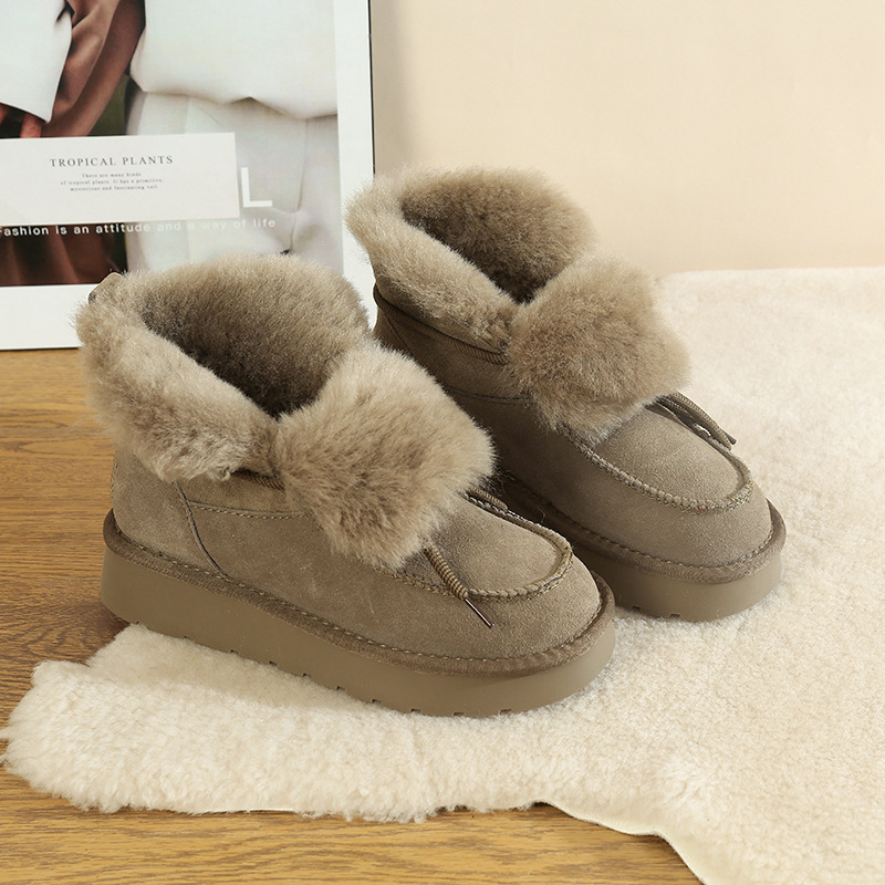 CE designer shoes Free shipping oxhide affordable luxury Winter anti slip snow boots with thick plush cotton shoes Odor-free yellow