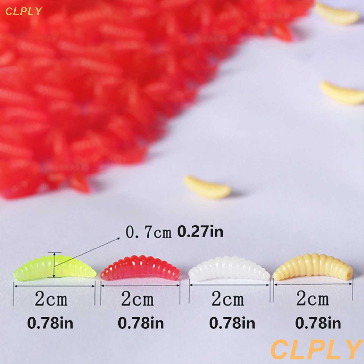 50pcs Lua 2cm Luminous Soft Bait Fake Breadworms Earthworms Red Worms Soft Worms Fake Worms Fishing Bait W250926