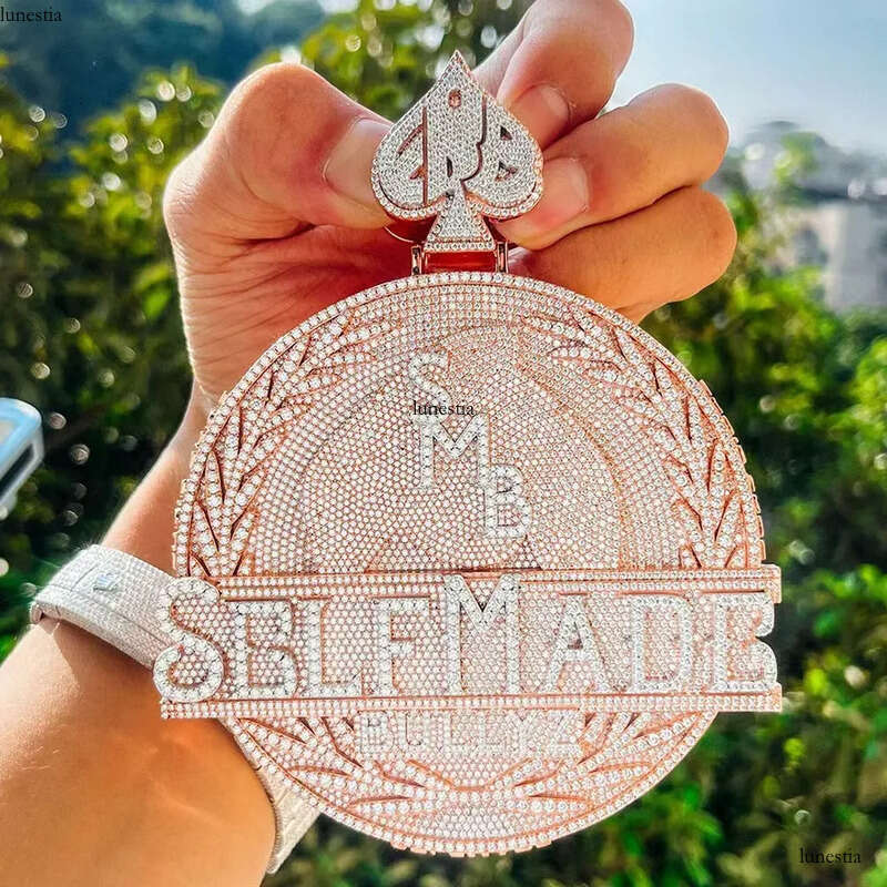 necklace moissanite chain Self Made Letter Iced Out Pendant for MenCubic Zirconia Cz Charm Gold Plated Hip Hop Fashion Jewelry