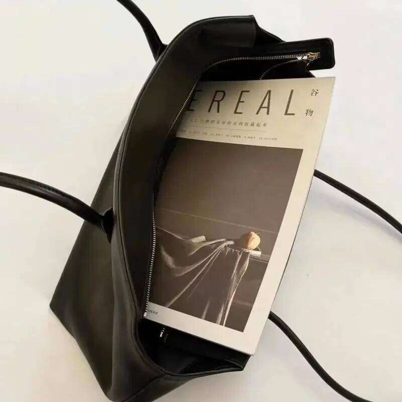 Leather Minimalist Style Shoulder Bag Senior Sense Commuter Tote Large Capacity Handbag Soft Breathable Suotong2509