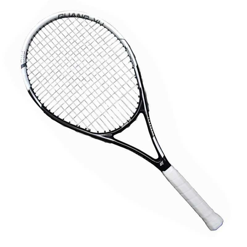 graphite 27 inch tennis racket Adult men women professional carbon fiber stiffness 50 tension offense white black elasticity J250926