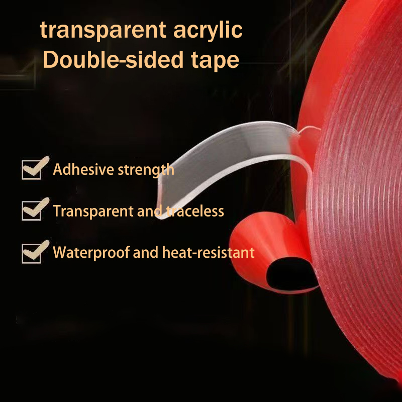 Strong, high viscosity transparent double-sided adhesive fixing vehicles, with no trace tape for fixing adhesive strips