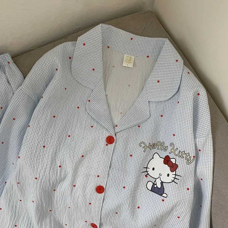 M5XL Loose Kitty Nightwear Woman Fall Two Piece Lounge Set Plus Size Polka Dot Sleepwear Cozy and Breathable Fabric Pajama Set Z250925