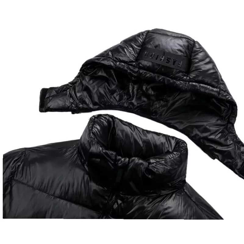 Mens Winter Puffer Jacket Black Warm Thickened Hooded Down Coat For Man Thermal Outdoor Parka With Detachable Hood W250926