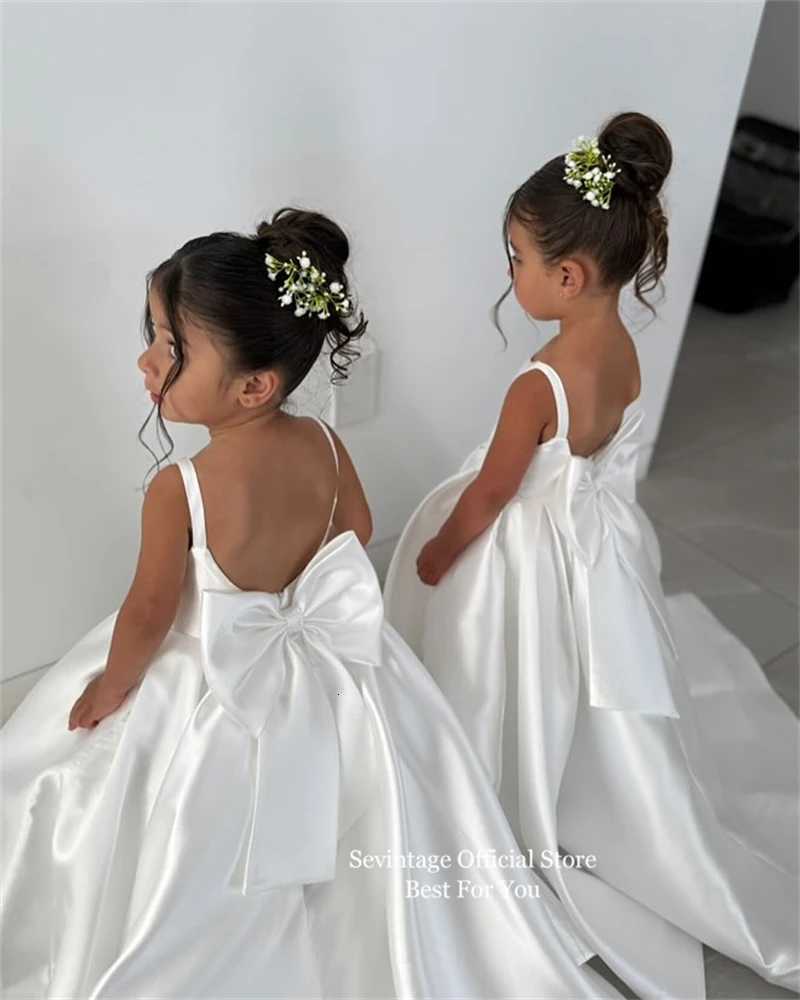 Sevintage Cute Ivory Baby Flower Dresses Bow Back Birthday Party Gifts Wedding Dresses For Kids ropa de nia 2025 Customized Z250926