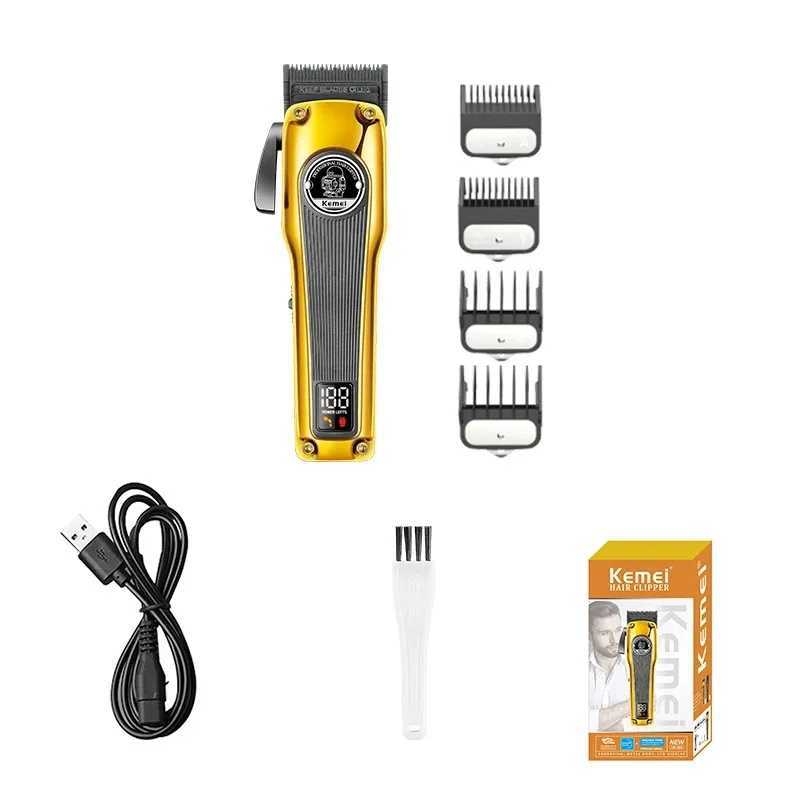 Kemei Barber Hair Clipper Brushless Motor Hair Trimmer Rechargeable Cordless Electric Taper Hair Cutting Machine DLC Fade Blade R250926