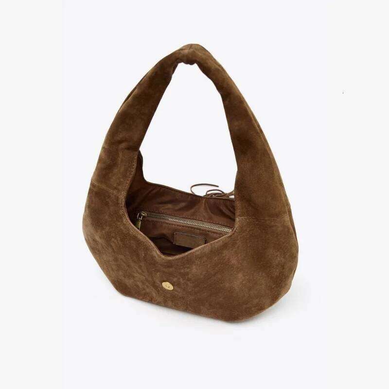 Design Suede Top Handle Handbags, Solid Color Half-Moon Shoulder Bags