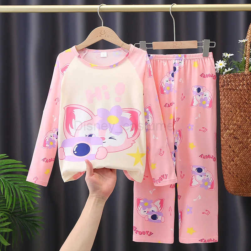 Disney Spring Autumn Long sleeved Kids suit mermaid cartoon Sleepwear girl clothing Pajama Kids gift H250926