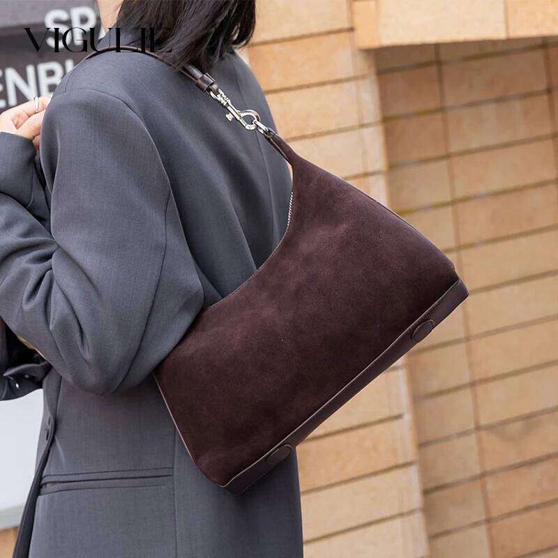 Women's Frosted Cow Leather Shoulder Bag Female Retro Casual Cowhide Handbags Ladies Fashion Designer Bags For Lady New Suotong0917 suotong2509