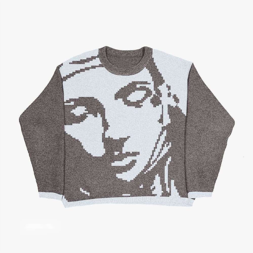 Autumn Winter Men's and Women's Fashion Round Neck Sweater Pullover Jacquard Knit Long Sleeve Casual Top