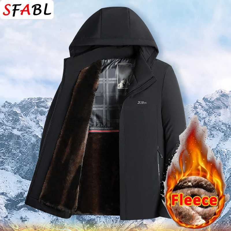 Windproof Warm Parka Men New Hooded Fleece Lining Mens Winter Jacket Coat Winter Jackets for Mens Winter Coats Windbreak Black W250926