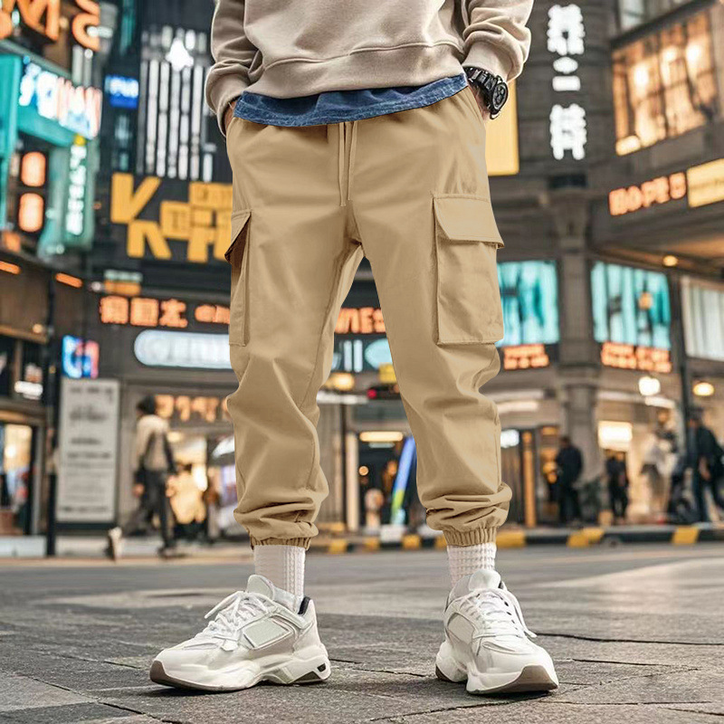 American Outdoor-Inspired Multi-Pocket Relaxed Fit Men's Cargo Pants with Tapered Ankles for Streetwear and Casual Sports European size: S-3XL