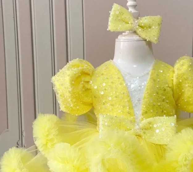 Sparkle Vneck lace mesh bow Girl dress Elegant girl birthday party ball Evening dress for kids girl Baby Custom Madeirst Commu Z250926