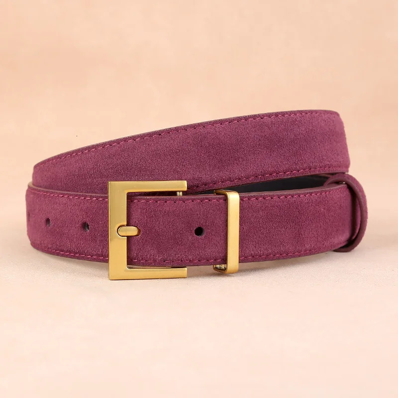 Factory Womens Leather Belt with Needle Buckle Suede Waist Belt Cowhide Versatile Decoration Jeans Waist Belt250920