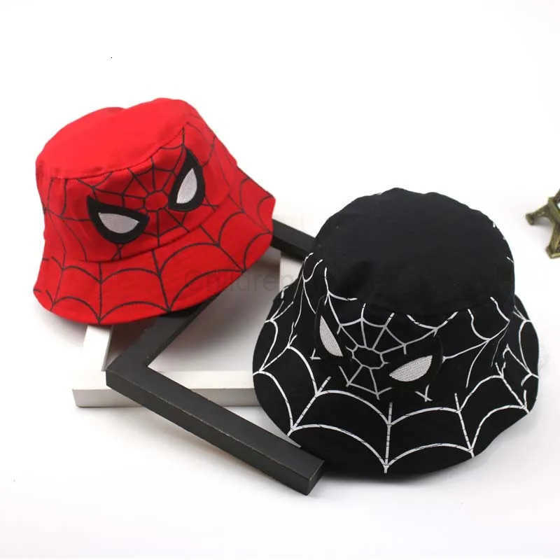 Disney Kids Caps Cartoon Spider Bucket Hats for Boys Girls Fashion Outdoor Sunscreen Fisherman Caps Children Accessories H250926