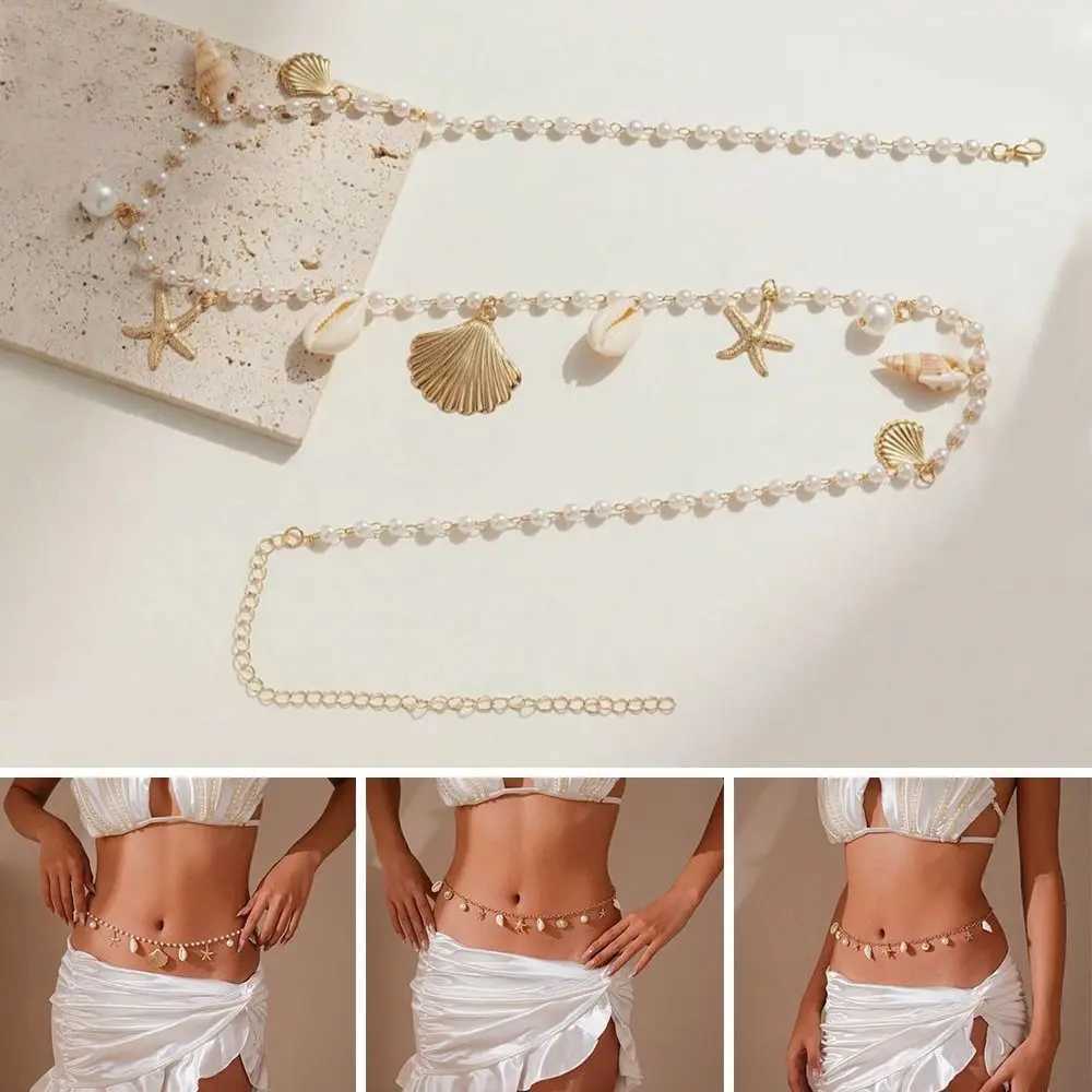 Hot Selling Monolayer Starfish Shell Pendant Hollow Out Alloy Waist Chain Beach Bikini Body Chain L250926