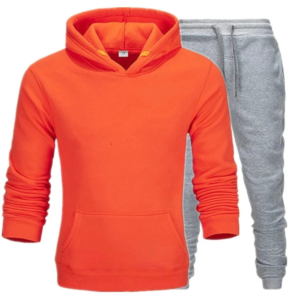 2025 winter hoodies suits men fashion Fleece red hoodie black pants Casual Jogger suit tracksuit sweatshirt woman pullover 250904