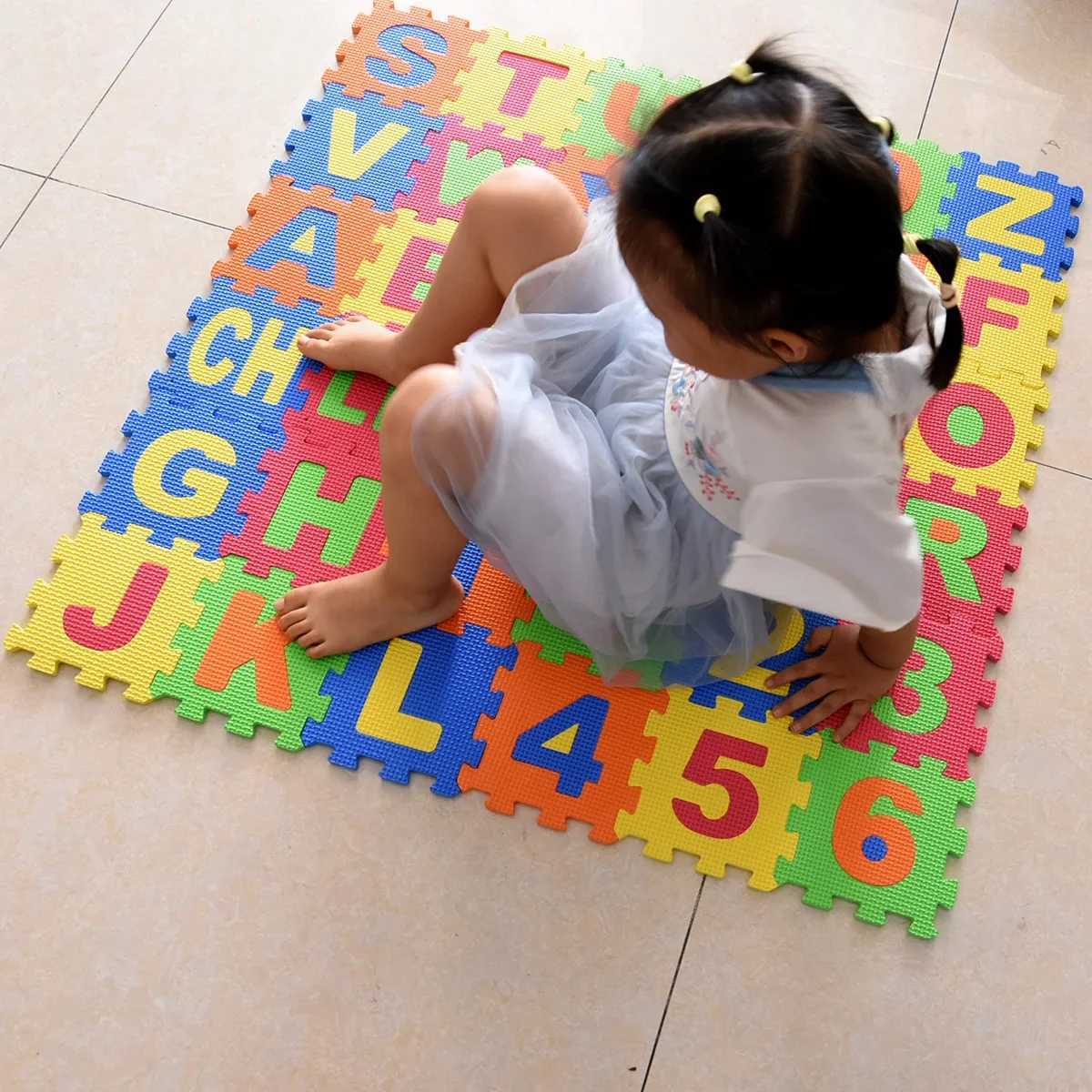 36pcspack 14cm Big Mats Children EVA Foam Spanish Alphabet Letters Numbers Floor Soft Baby Mat 3D Puzzle Kids Educational Toys C250926