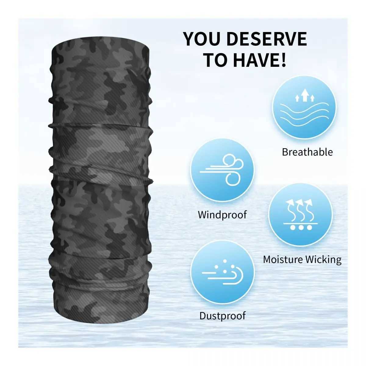 Carbon Camo Neck Gaiter Men Women Windproof Winter Camouflage Bandana Scarf for Ski Z250926